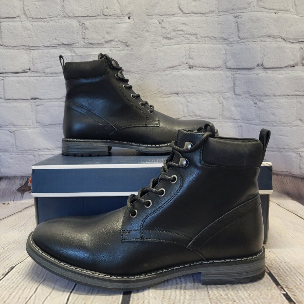 Club Room Men's Westin Lace-Up Boots- Black